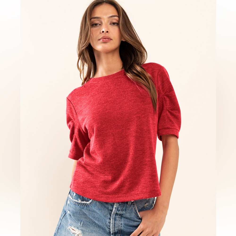 41 Boho Stretch Shirring Short Sleeve Top